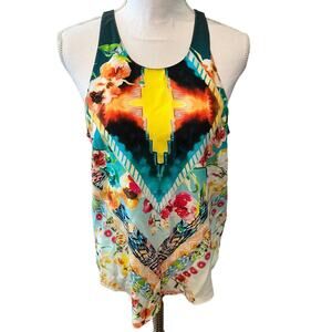 Rory Beca Silk Tank Top Bold Colorful Print M